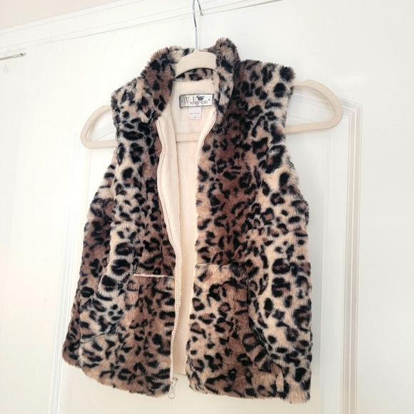 WIDGEON NORDSTROM FAUX FUR CHEETAH ANIMAL PRINT GIRLS VEST SIZE YOUTH SMALL - Picture 3 of 7
